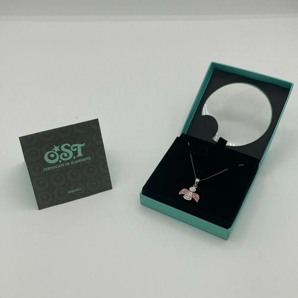 The ORIGINAL SILVER & TIMEPIECES Sterling Silver Angel Pink Wings Necklace